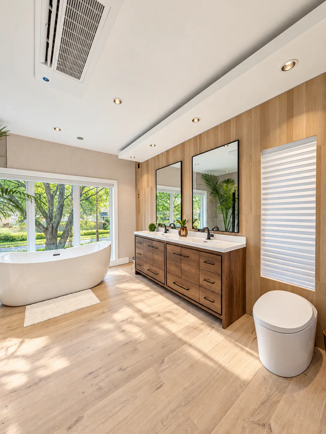 Freestanding tub and double vanity