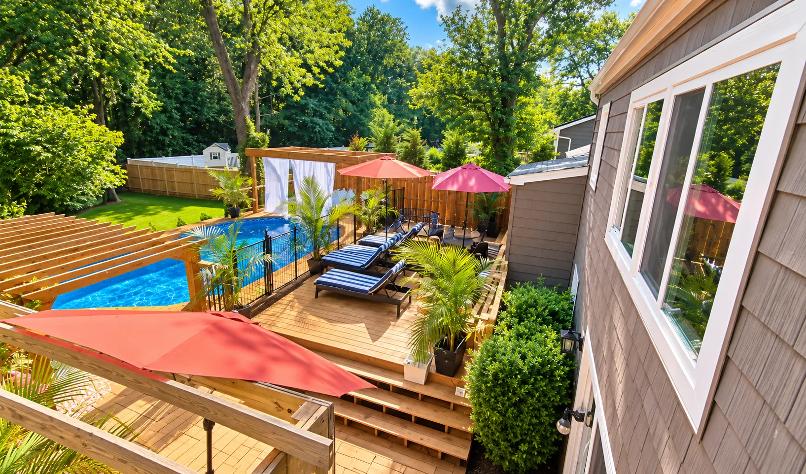 Deck and pool from above