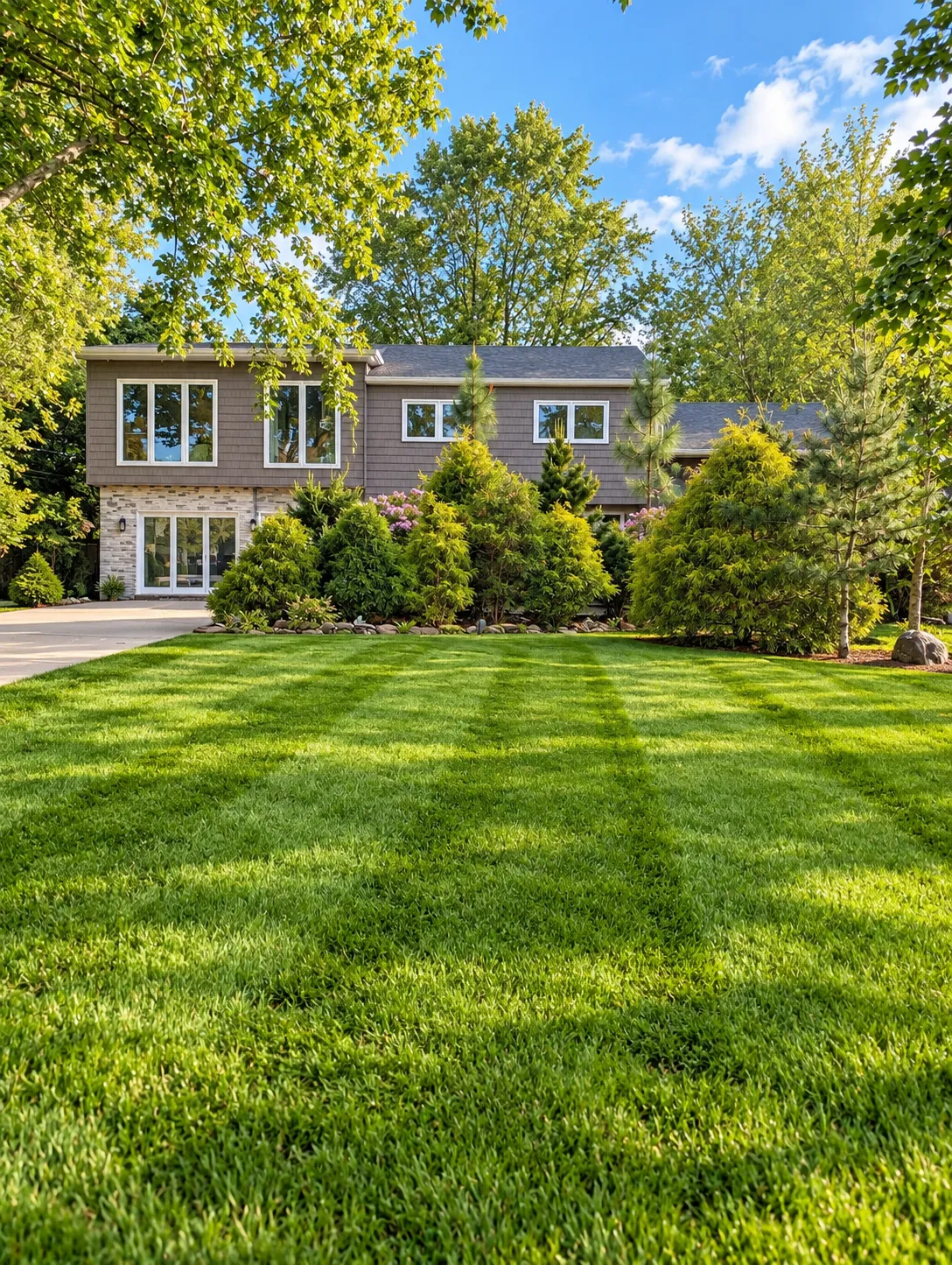 Front elevation and lawn