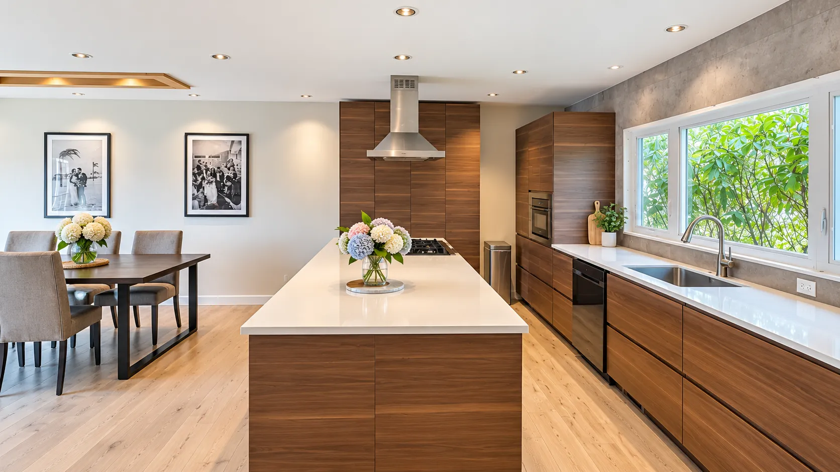 Renovated kitchen with a large contemporary island