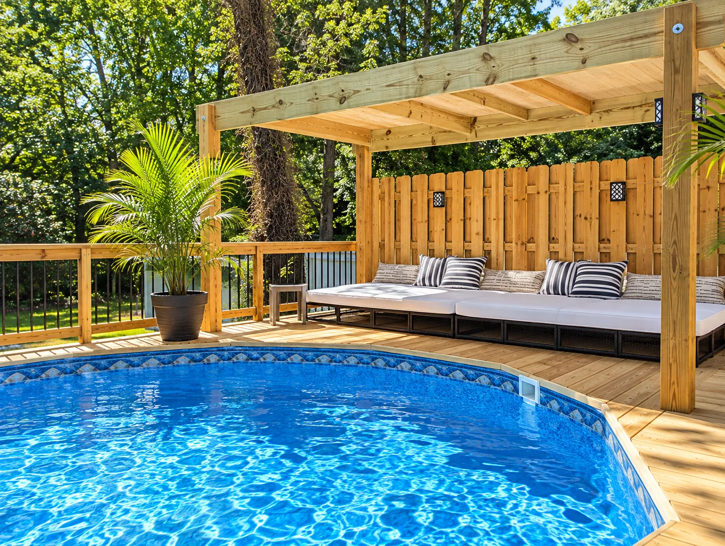 Poolside pergola lounge