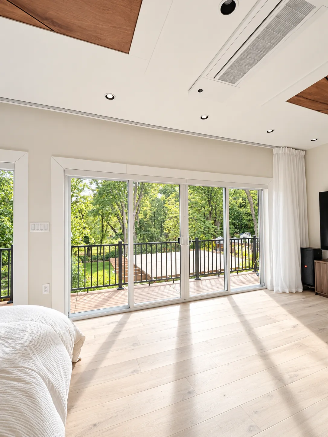 Sliding glass doors to a private balcony
